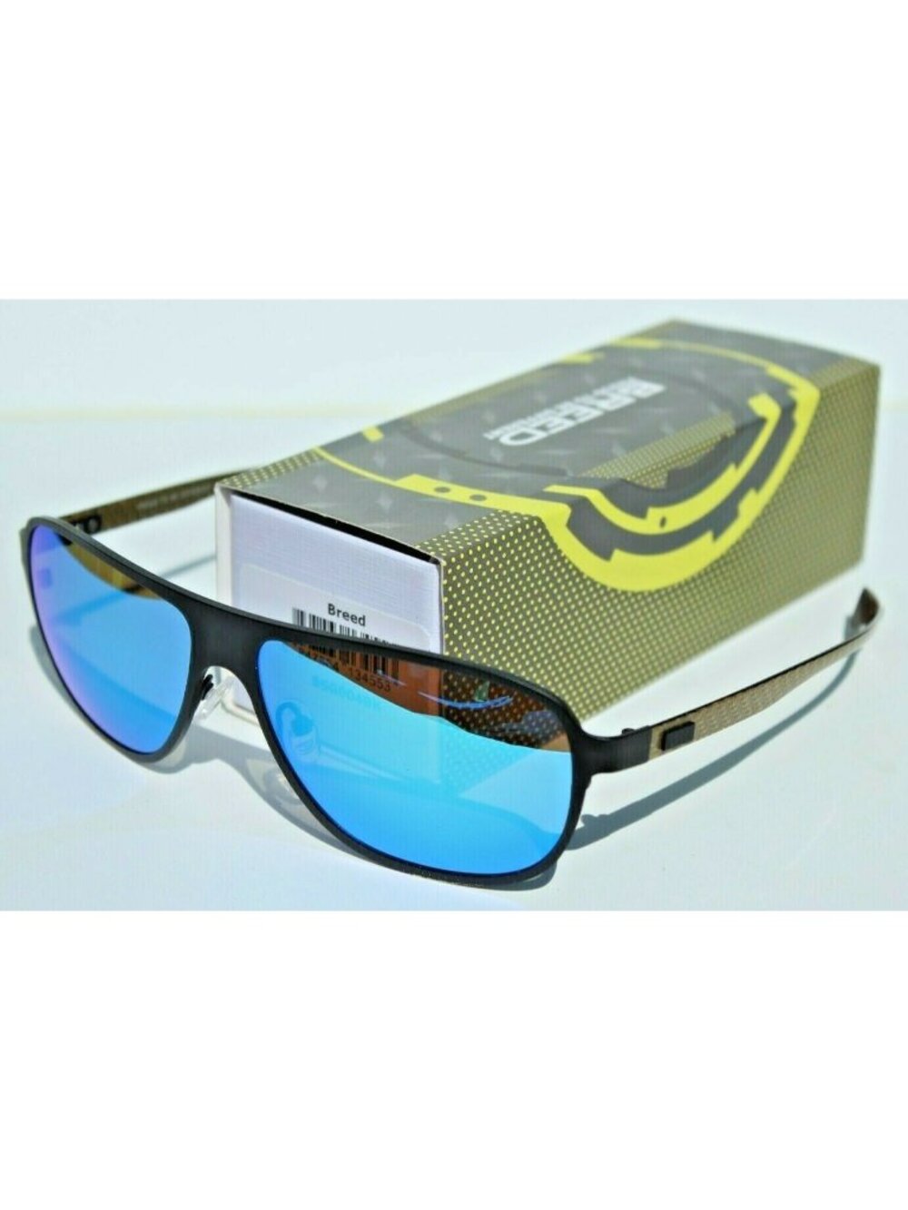 BREED Atmosphere POLARIZED Sunglasses Black Titanium/Blue NEW $265 BSG004BK